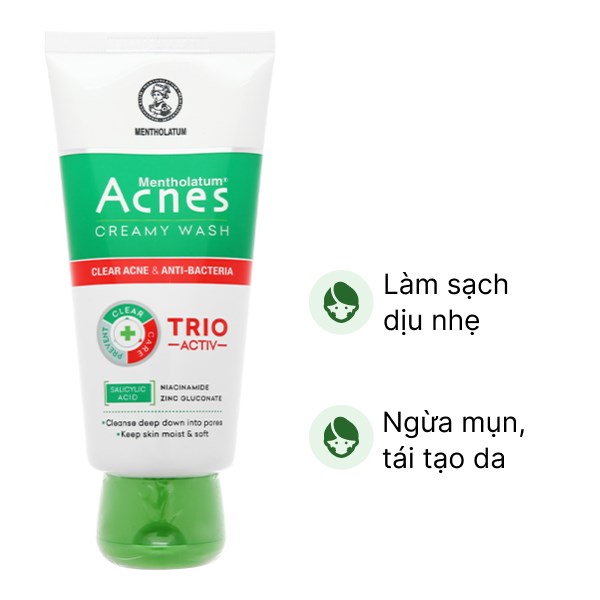 Kem rửa mặt Acnes Trio Activ ngăn ngừa mụn tuýp 100g