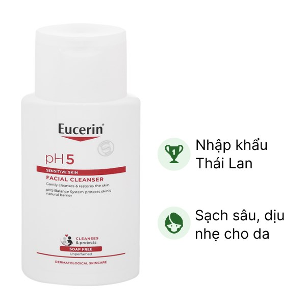 Sữa rửa mặt Eucerin pH5 Facial Cleanser làm sạch sâu cho da nhạy cảm