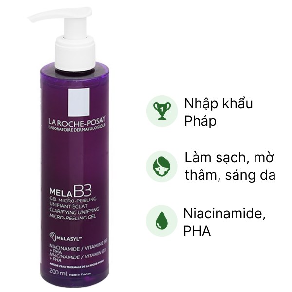 Gel rửa mặt La Roche Posay Mela B3 giúp sáng da mờ thâm chai 200ml