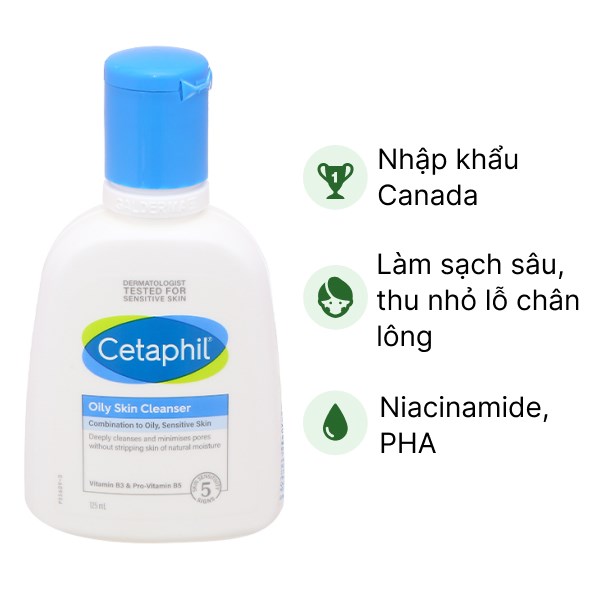 Sữa rửa mặt Cetaphil Oily Skin Cleanser dịu lành cho da dầu, nhạy cảm chai 125ml