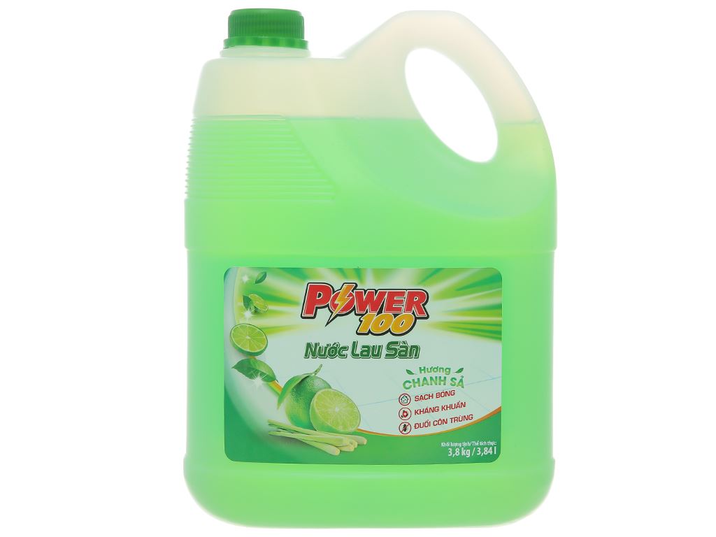 Nước lau sàn POWER100 hương chanh sả can 3.8kg 2