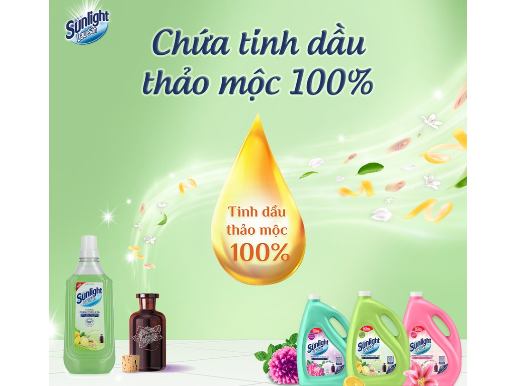 Nước lau sàn Sunlight tinh dầu thảo mộc hương chanh yuzu và sả ngăn côn trùng chai 997ml 3