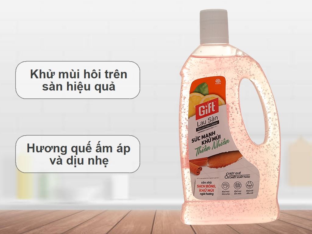 Nước lau nhà Gift natural bột quế và chiết xuất yuzu chai 1 lít 2