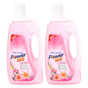2 chai nước lau sàn POWER100 hương hoa thiên nhiên 1 lít