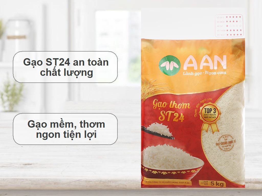 Gạo thơm A An ST24 túi 5kg 2