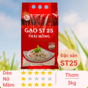 Gạo Thái Hồng ST25 thượng hạng túi 3kg