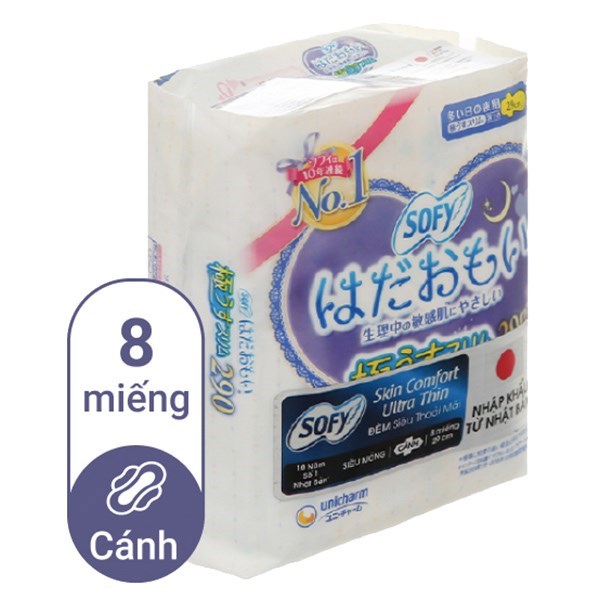 Băng Vệ Sinh Sofy Skin Comfort Ultra Thin Cánh 29Cm - 8 Miếng