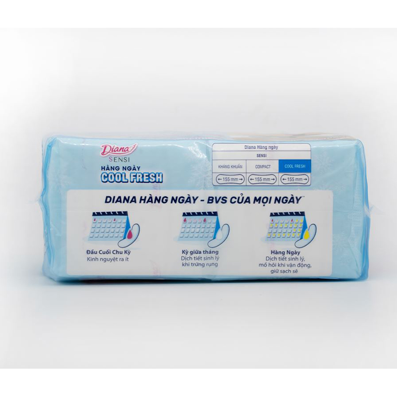 Băng vệ sinh hàng ngày Diana Sensi Cool Fresh mát lạnh không cánh 40 miếng 7