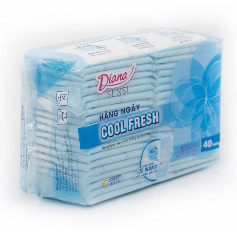 Băng vệ sinh hàng ngày Diana Sensi Cool Fresh mát lạnh không cánh 40 miếng 3