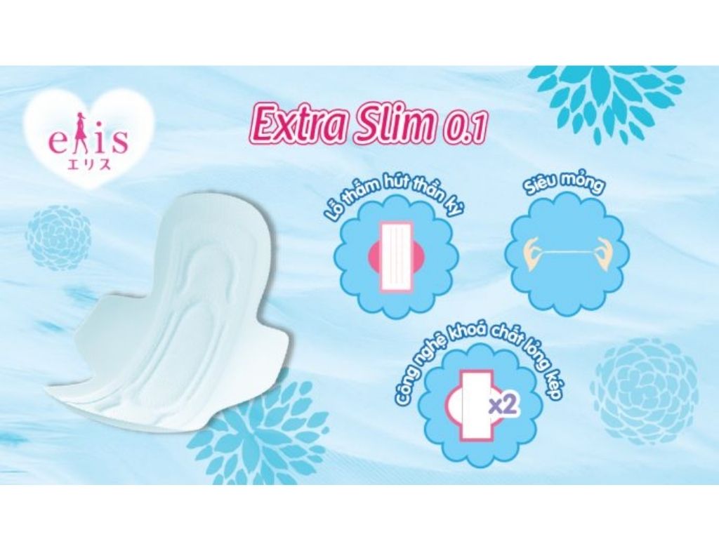 Băng vệ sinh Elis Extra Slim 0.1 siêu mỏng cánh 16 miếng 25cm 2