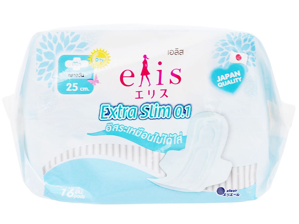 Băng vệ sinh Elis Extra Slim 0.1 siêu mỏng cánh 16 miếng 25cm 15