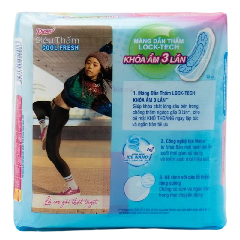 Băng vệ sinh ban ngày Diana Cool Fresh siêu thấm không cánh 8 miếng 2