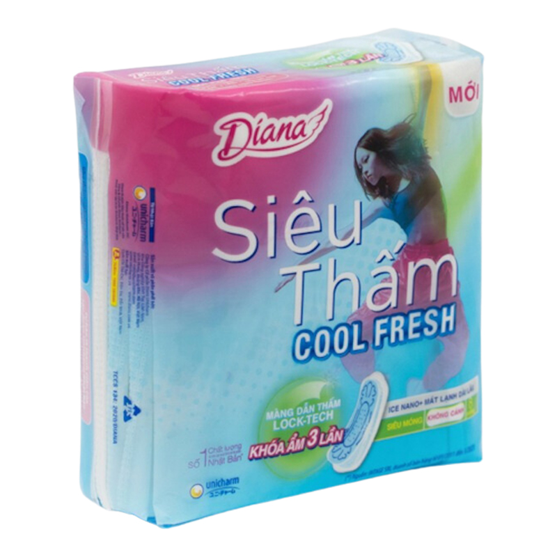 Băng vệ sinh ban ngày Diana Cool Fresh siêu thấm không cánh 8 miếng 3