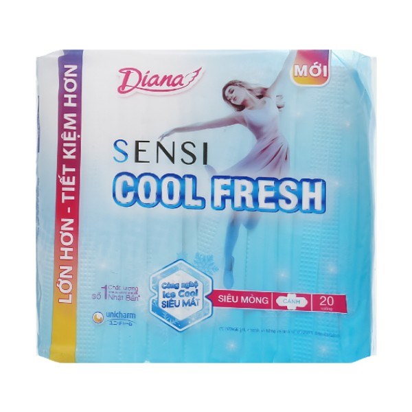 Băng Vệ Sinh Ban Ngày Diana Sensi Cool Fresh Siêu Mỏng Có Cánh 20 Miếng