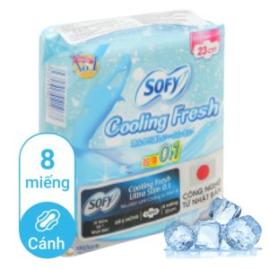 Băng vệ sinh Sofy Cooling Fresh Ultra Slim 0.1 siêu mỏng cánh 8 miếng 23cm