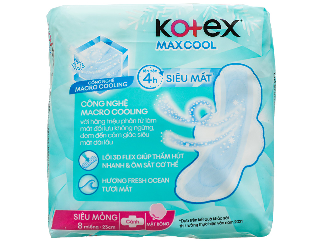 Băng vệ sinh Kotex thảo dược Cool siêu mỏng cánh 8 miếng 10
