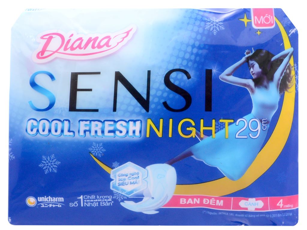 Băng vệ sinh ban đêm Diana Sensi Cool Fresh có cánh 1