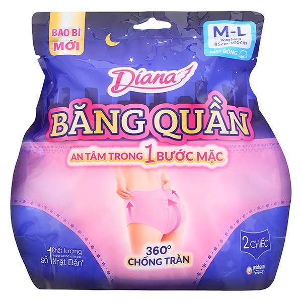 Băng Quần Ban Đêm Diana Chống Tràn Size M - L 2 Miếng