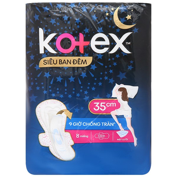 Băng vệ sinh ban đêm Kotex Siêu Ban Đêm có cánh siêu thấm, mỏng - AVAKids.com