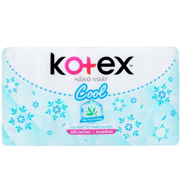 Băng Vệ Sinh Hàng Ngày Kotex Cool Dịu Mát Không Cánh 40 Miếng