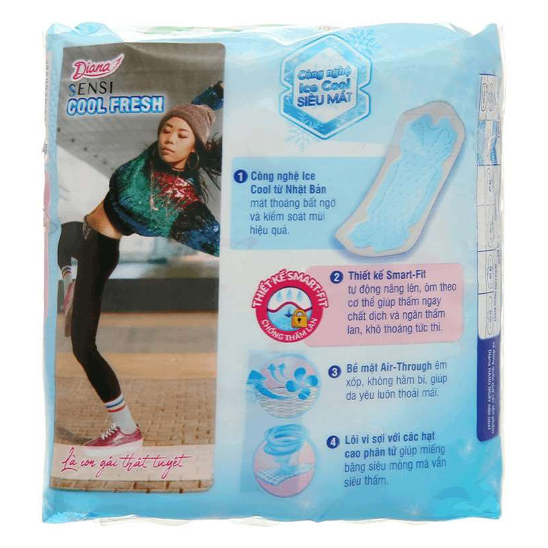 Băng vệ sinh ban ngày Diana Sensi Cool Fresh siêu mỏng không cánh 8 miếng 2