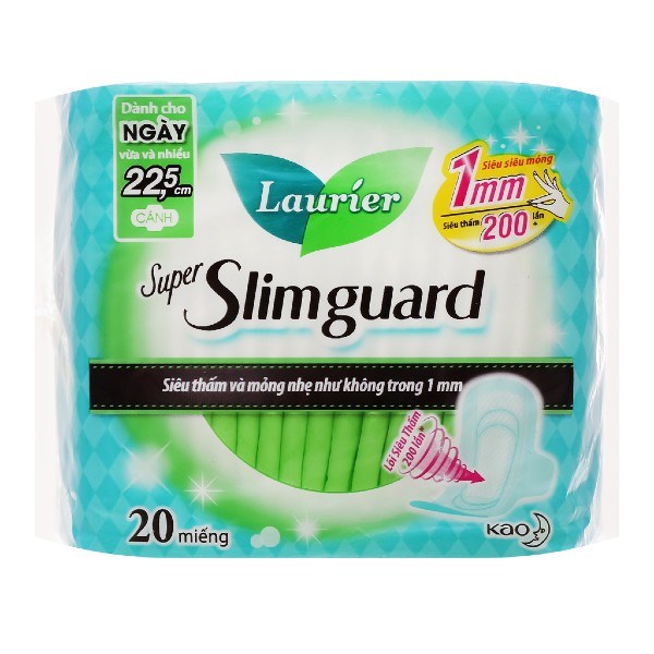 Băng vệ sinh ban ngày Laurier Super Slimguard siêu thấm mỏng nhẹ có cánh 20 miếng - AVAKids.com