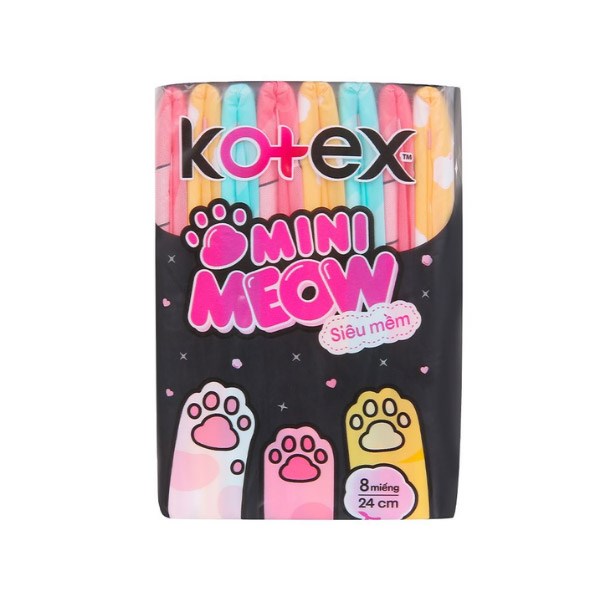 Băng Vệ Sinh Ban Ngày Kotex Mini Meow Siêu Mềm Có Cánh 8 Miếng