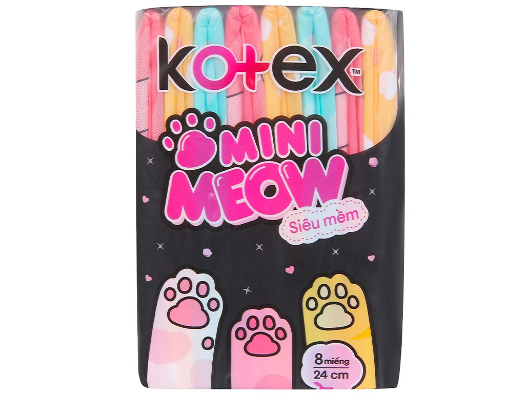 [Siêu thị VinMart] - Băng vệ sinh Kotex mini Meow siêu mềm 24cm gói 8 miếng