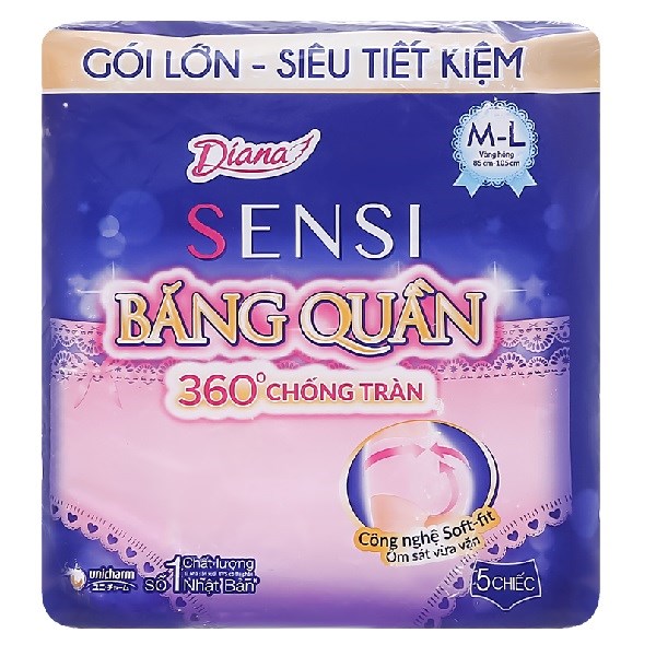 Băng Quần Ban Đêm Diana Sensi 360° Chống Tràn 5 Miếng