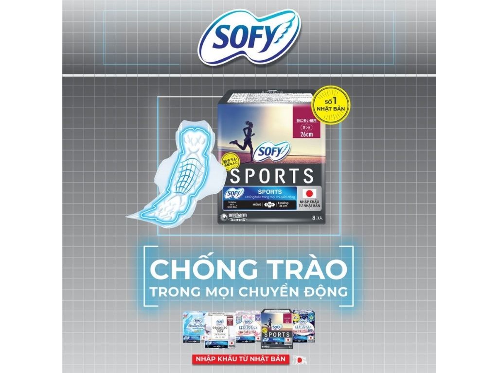 Băng vệ sinh Sofy sport cánh 19 miếng 26 cm 2