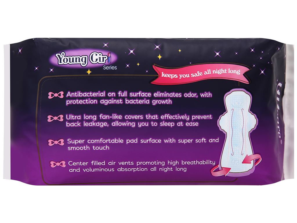 Băng vệ sinh ban đêm Uucare Young Girl kháng khuẩn 8 miếng 36cm 5