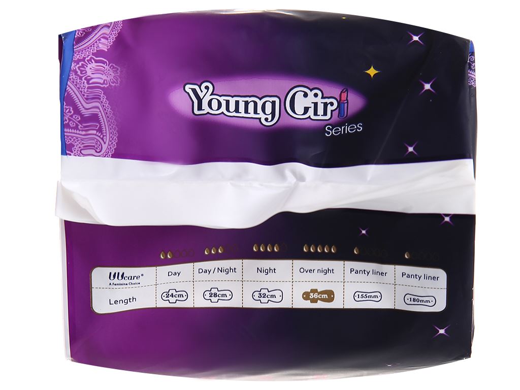Băng vệ sinh ban đêm Uucare Young Girl kháng khuẩn 8 miếng 36cm 6