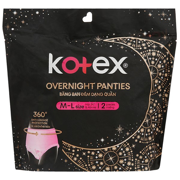 Băng Quần Ban Đêm Kotex 360° Chống Tràn 2 Miếng