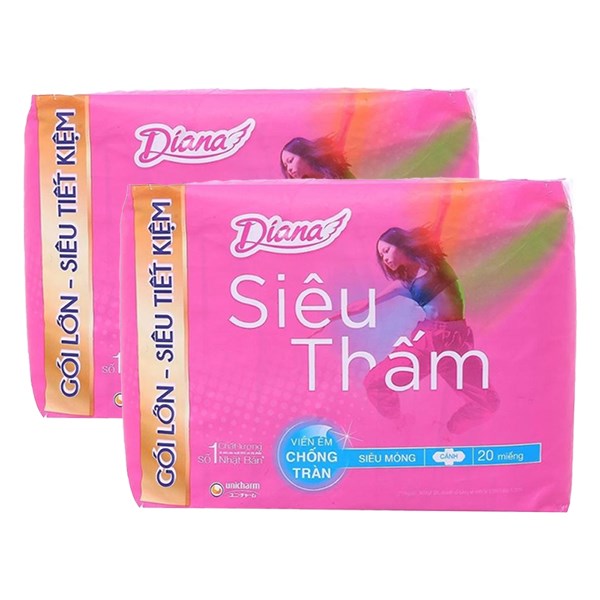 Combo 2 Băng Vệ Sinh Ban Ngày Diana Siêu Thấm Chống Tràn Có Cánh 20 Miếng/Bịch