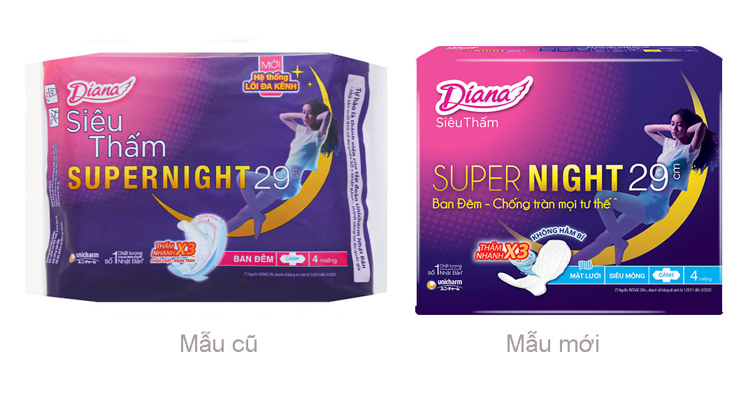 Băng vệ sinh ban đêm Diana Super siêu thấm có cánh 29cm gói 4 ...