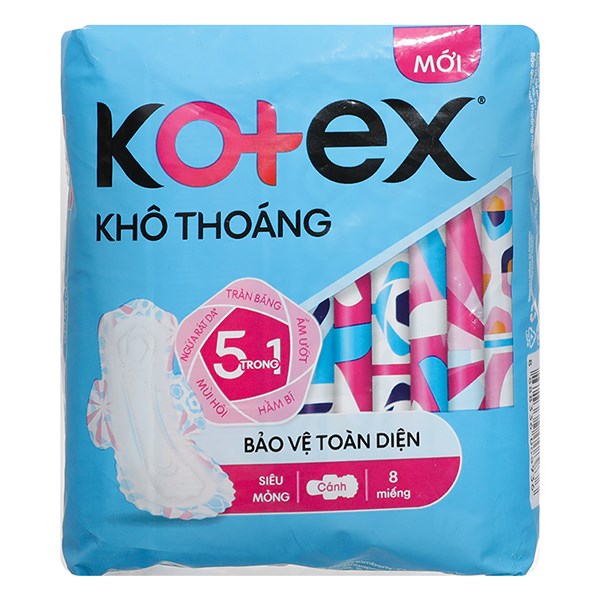 Băng Vệ Sinh Ban Ngày Kotex Khô Thoáng Chống Tràn Có Cánh 8 Miếng