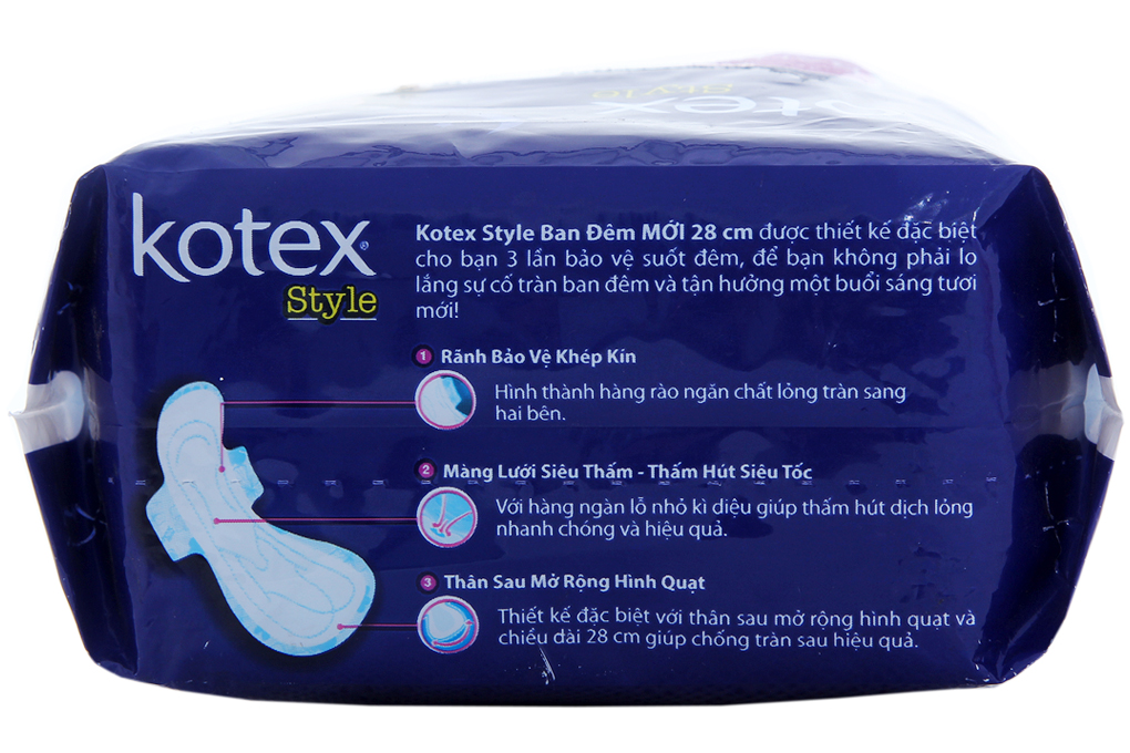 Băng vệ sinh Kotex Style ban đêm có cánh 28cm 4 miếng