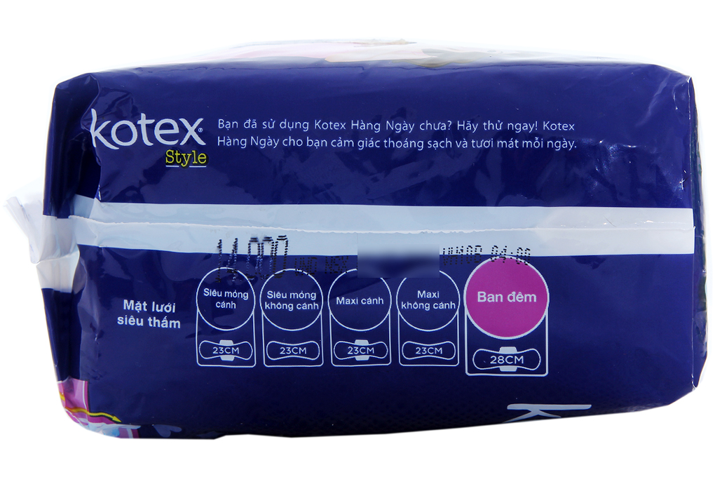 Băng vệ sinh Kotex Style ban đêm có cánh 28cm 4 miếng