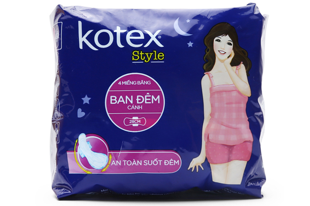 Băng vệ sinh Kotex Style ban đêm có cánh 28cm 4 miếng