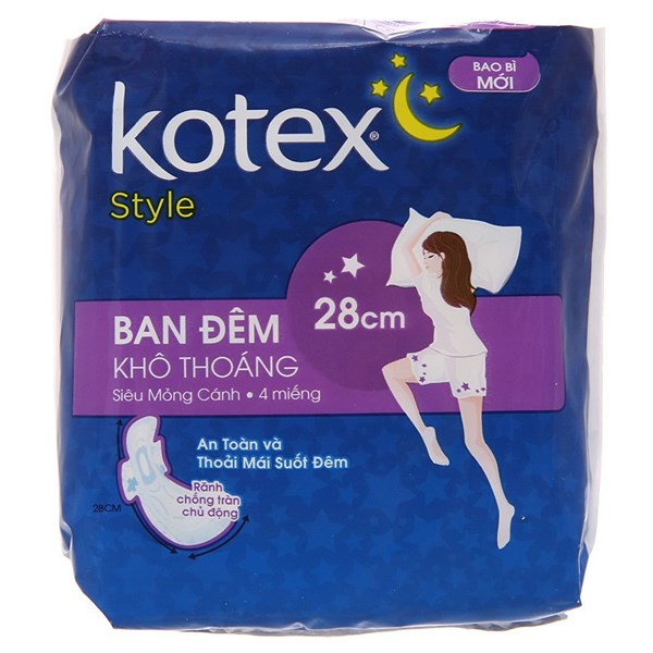 Băng vệ sinh đêm Kotex Style siêu mỏng gói 4 miếng