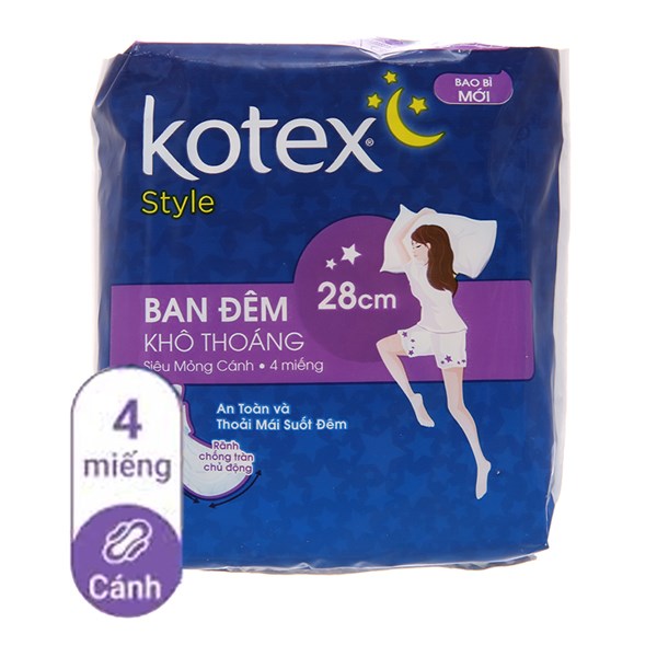 Kotex Style Ban Đêm Siêu Mỏng 4 Miếng 28Cm