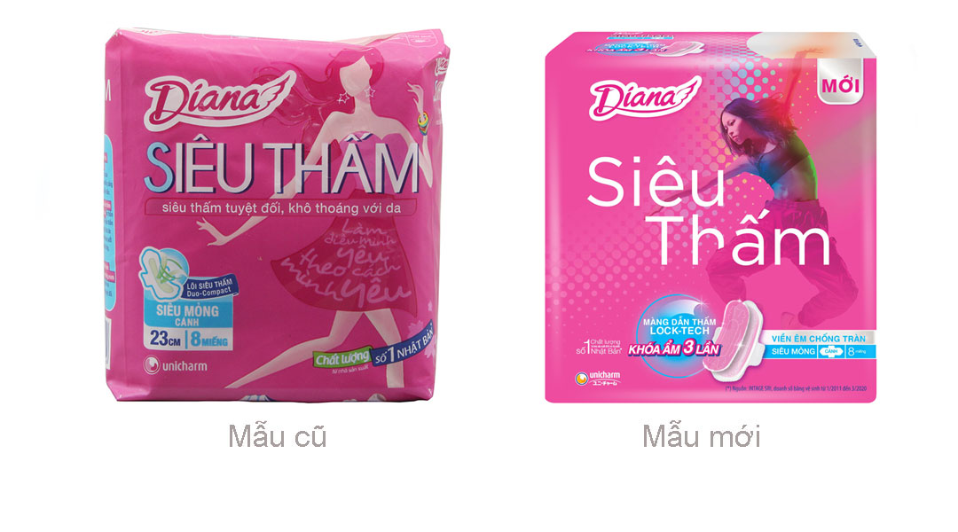 Băng vệ sinh Diana siêu thấm, siêu mỏng cánh