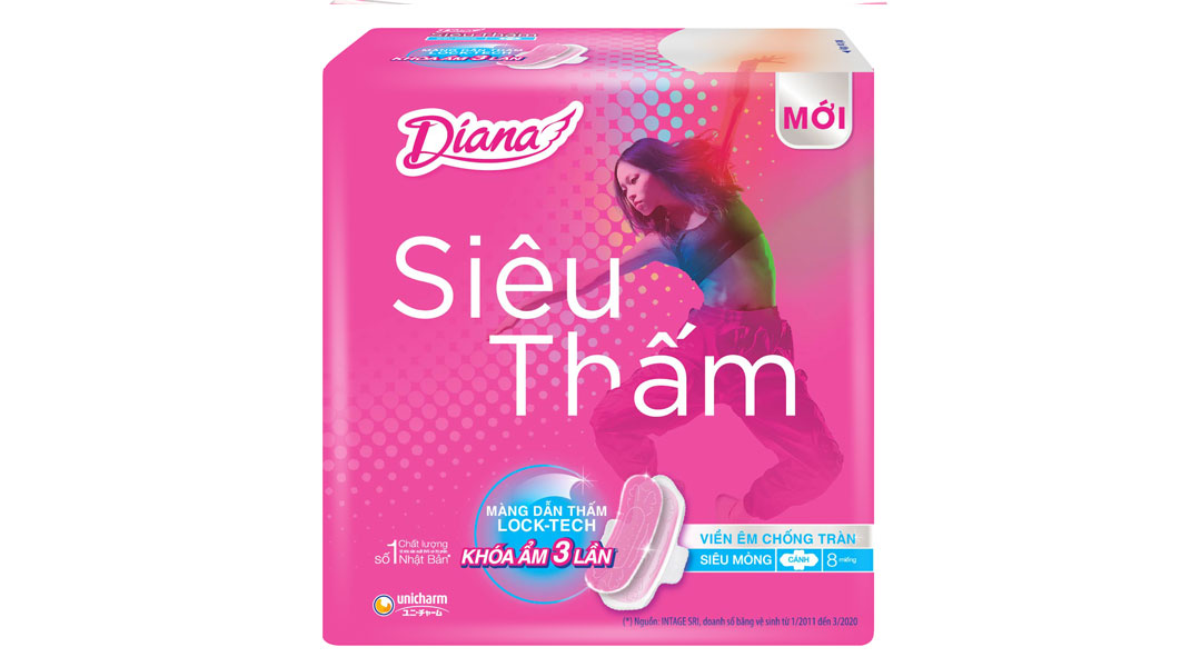 Băng vệ sinh Diana siêu thấm, siêu mỏng cánh