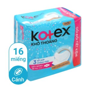 Băng vệ sinh Kotex khô thoáng siêu mỏng cánh 16 miếng