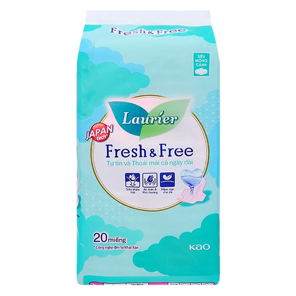 Băng Vệ Sinh Ban Ngày Laurier Fresh & Free Siêu Mỏng Có Cánh 20 Miếng