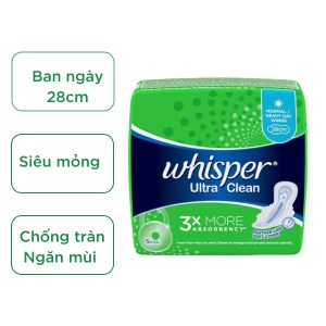 Băng vệ sinh Whisper Ultra siêu mỏng có cánh cho ngày nhiều 5 miếng 28cm