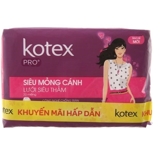 Băng vệ sinh ban ngày Kotex Pro siêu mỏng có cánh 20 miếng, giá tốt - AVAKids.com