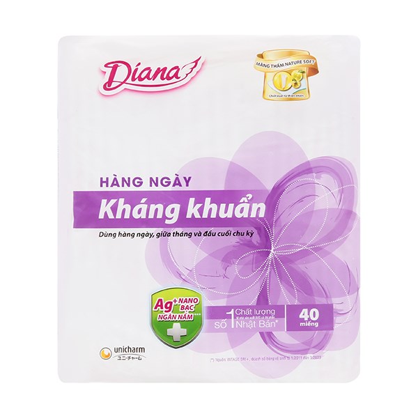 Băng Vệ Sinh Hàng Ngày Diana Sensi Kháng Khuẩn Mềm Mại Không Cánh 40 Miếng