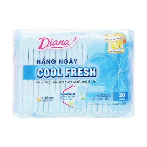 Băng Vệ Sinh Hàng Ngày Diana Sensi Cool Fresh Mát Lạnh Không Cánh 20 Miếng