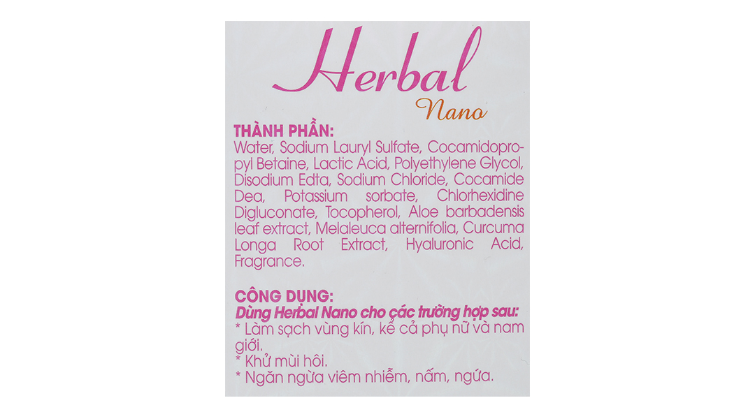 Gel tắm và vệ sinh phụ nữ Herbal Nano ngừa viêm nhiễm